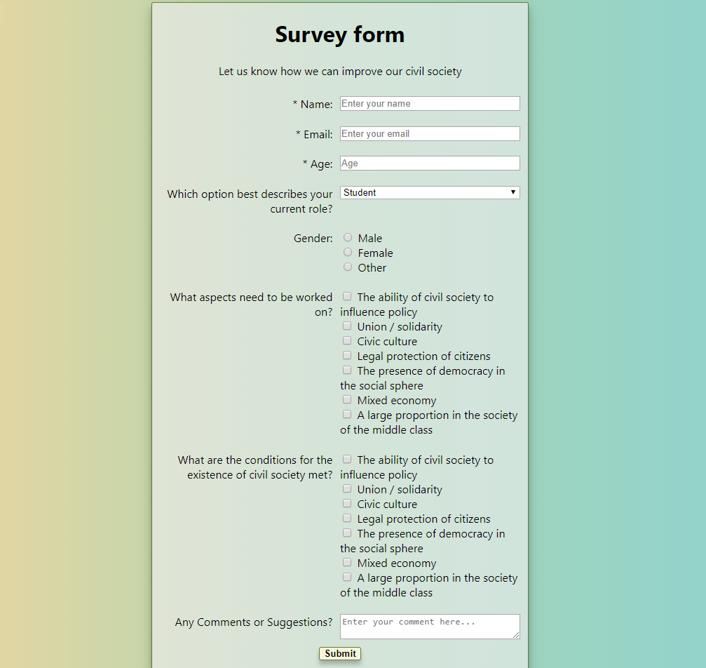 Survey Form preview